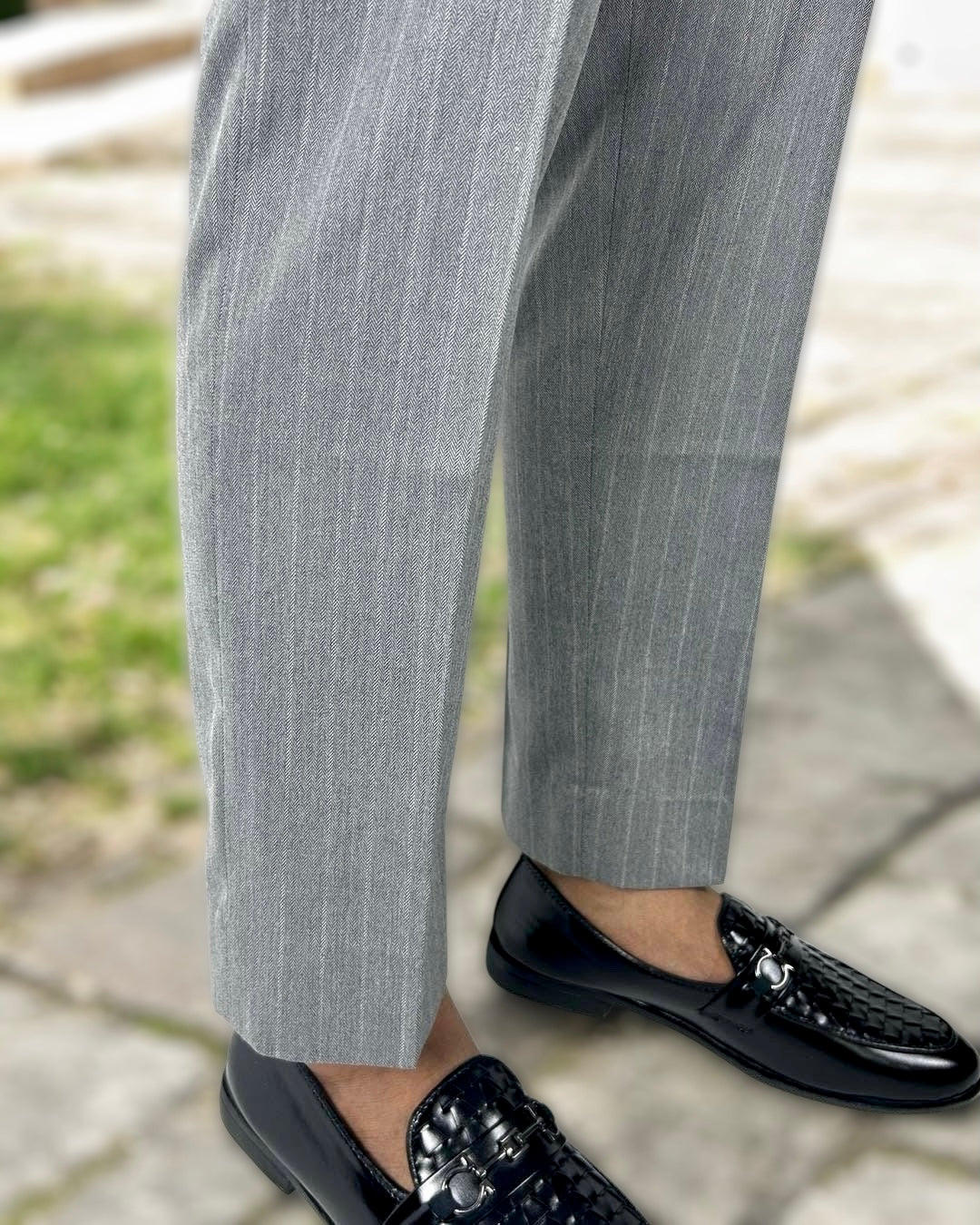 Regal Grey High-Waist Pleated Trousers