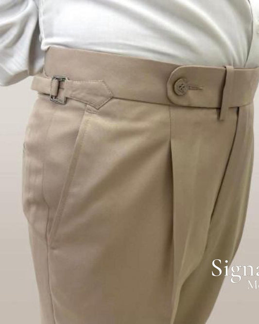 Sand Beige High Waist Gurkha Trouser