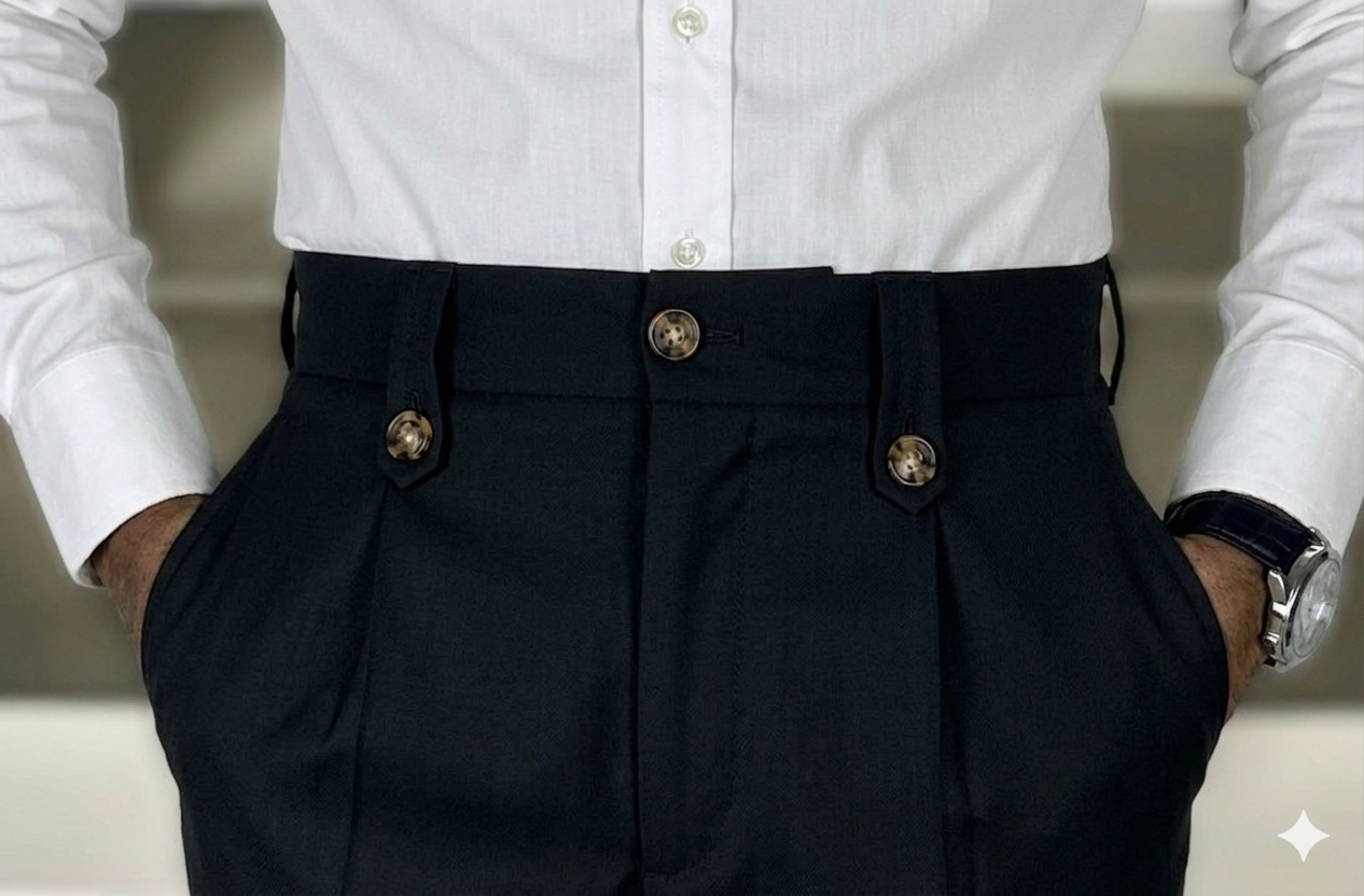 High Waist Pleated Black Formal Pant