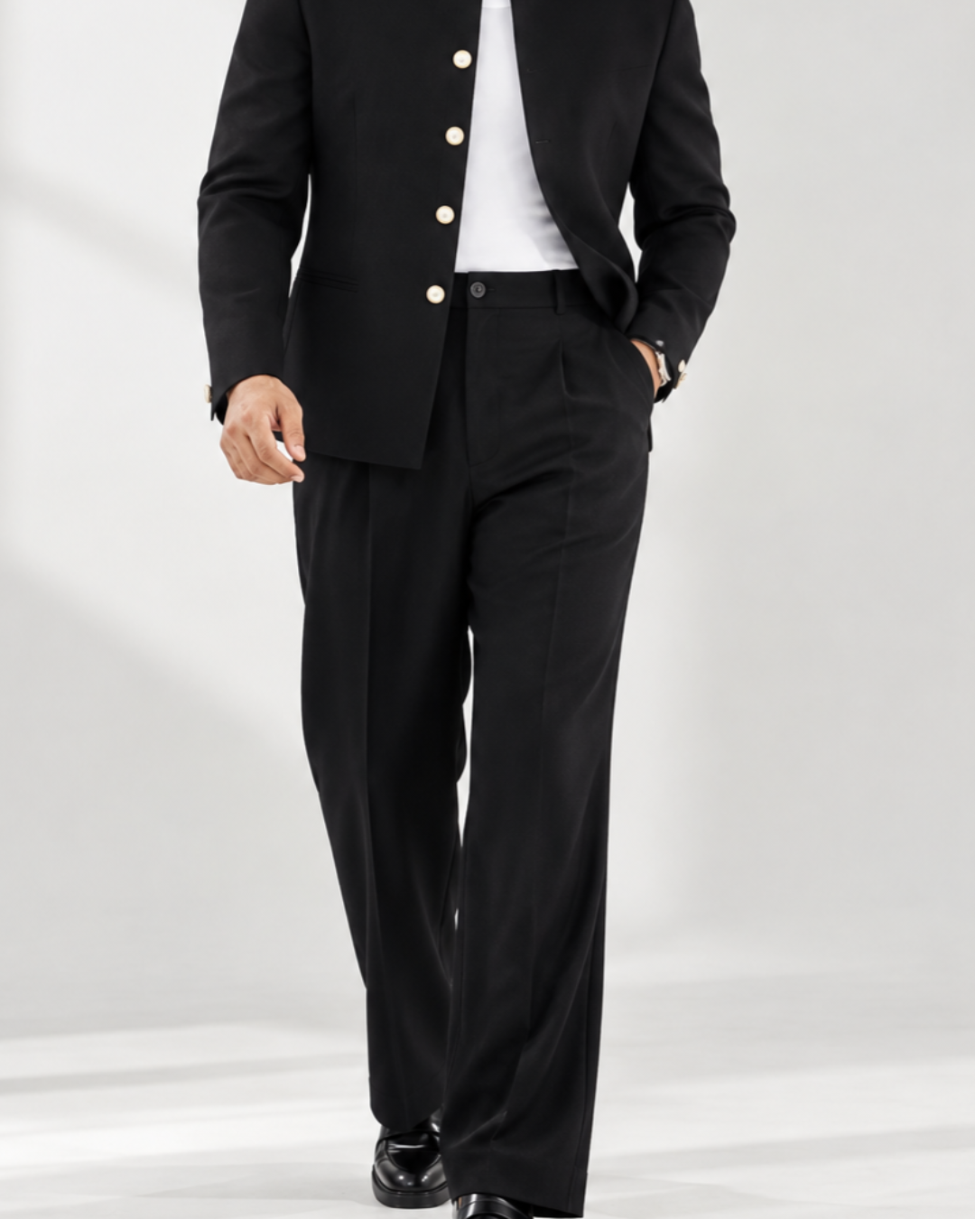 Black Bandhgala / Nehru Jacket-style Blazer