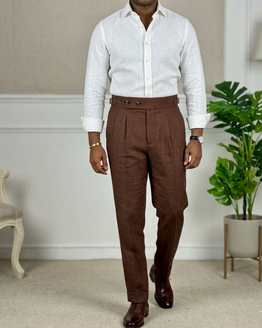 Coffe linen trouser