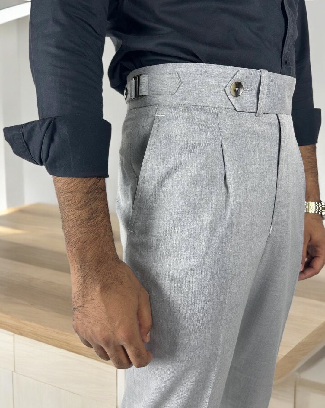 High Waist Gurkha Pleated Formal Trouser