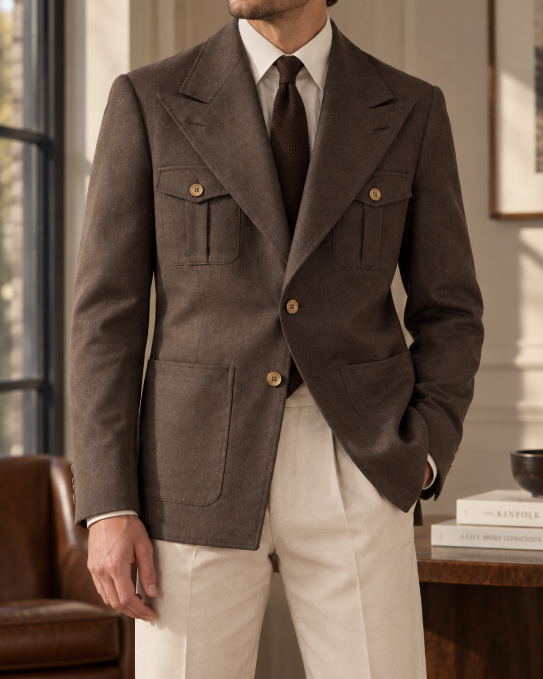 Signature Premium Dubble-Breasted Safari brown Blazer