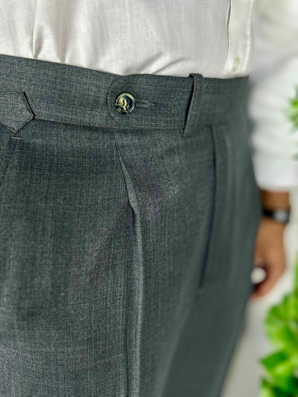 Charcoal Singel Button High waist Trouser