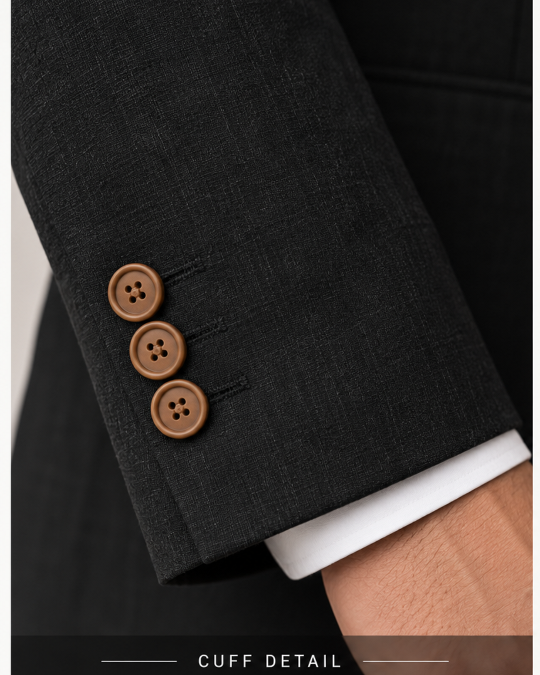 Black Linen Single-Breasted Blazer