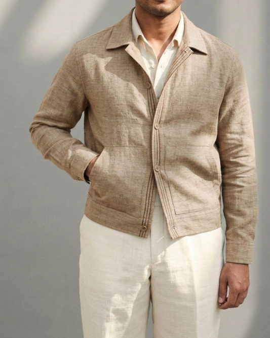 Beige colour linen 2 pocket  shaket