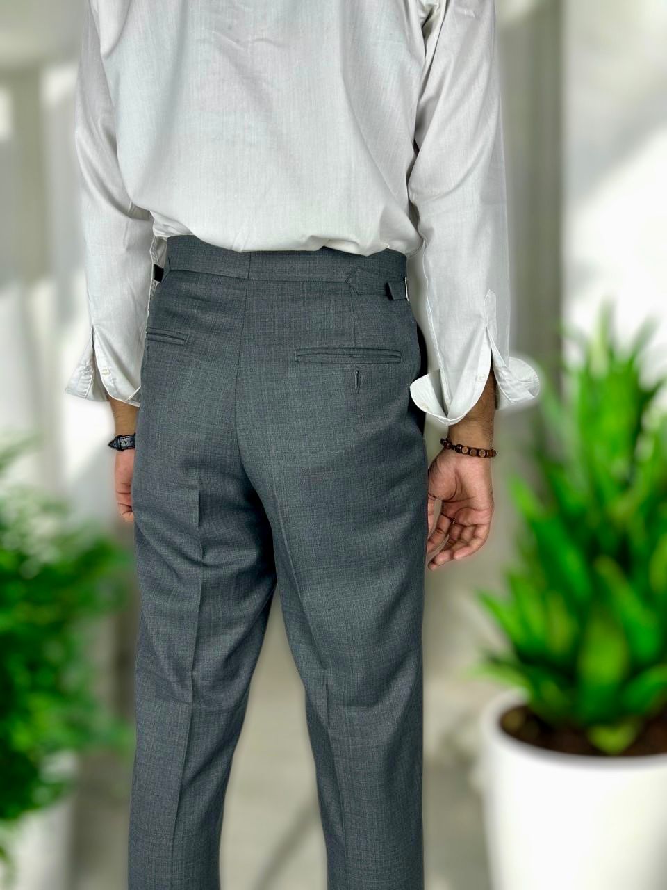 Charcoal Singel Button High waist Trouser