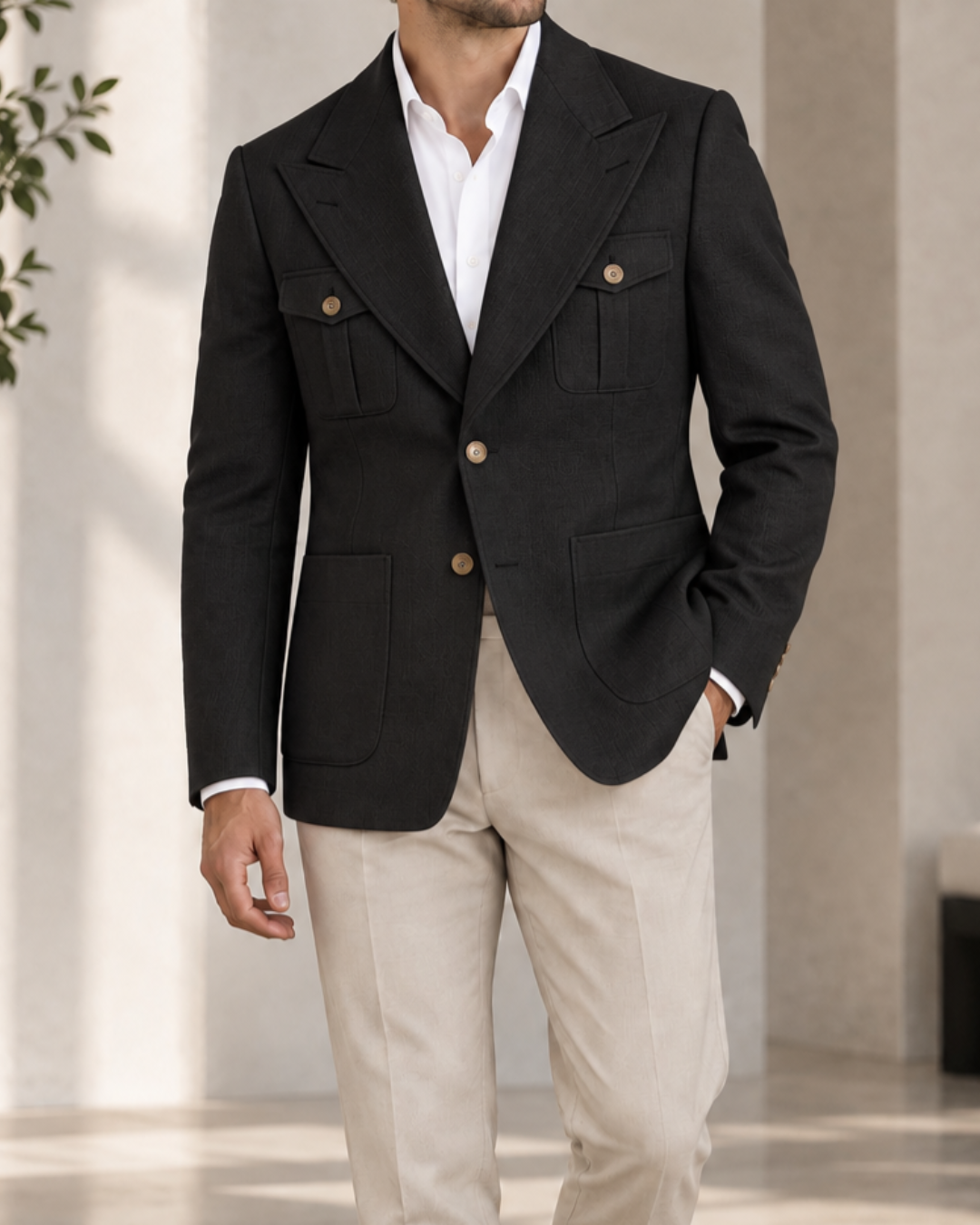 Signature Premium Dubble-Breasted Safari black Blazer