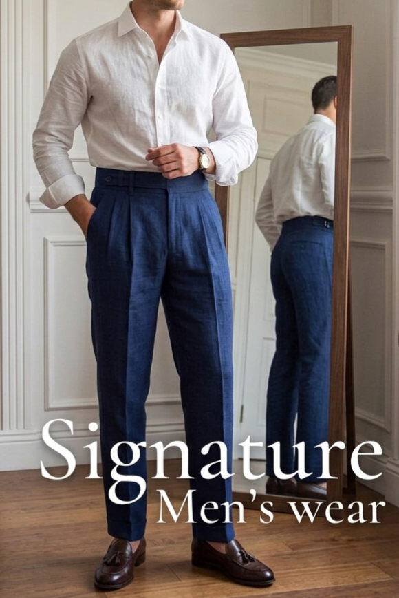 Blue Singel Button High Waist Formal Trouser