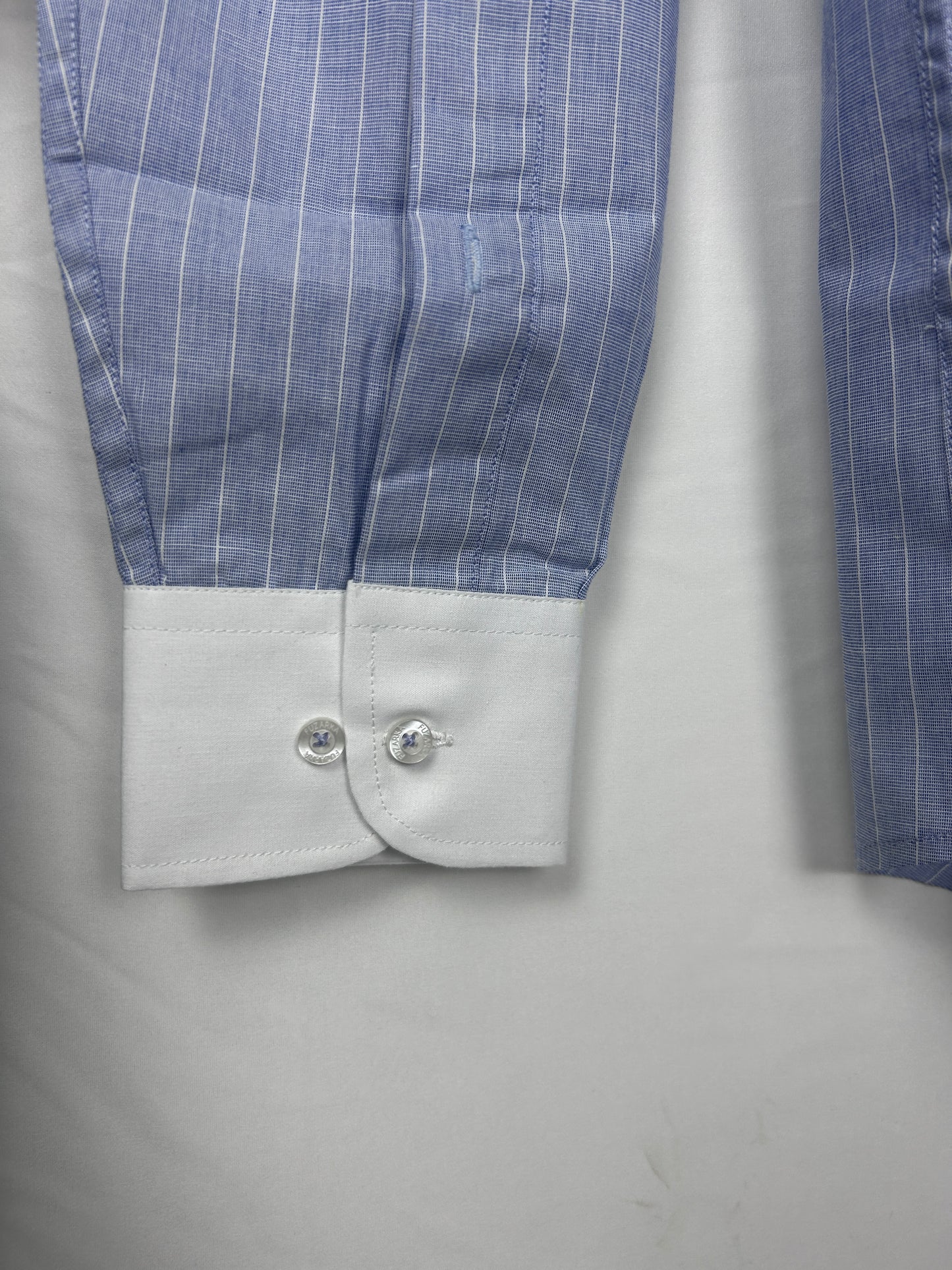 Sky Blue Pinstripe Formal Shirt – White Contrast Collar