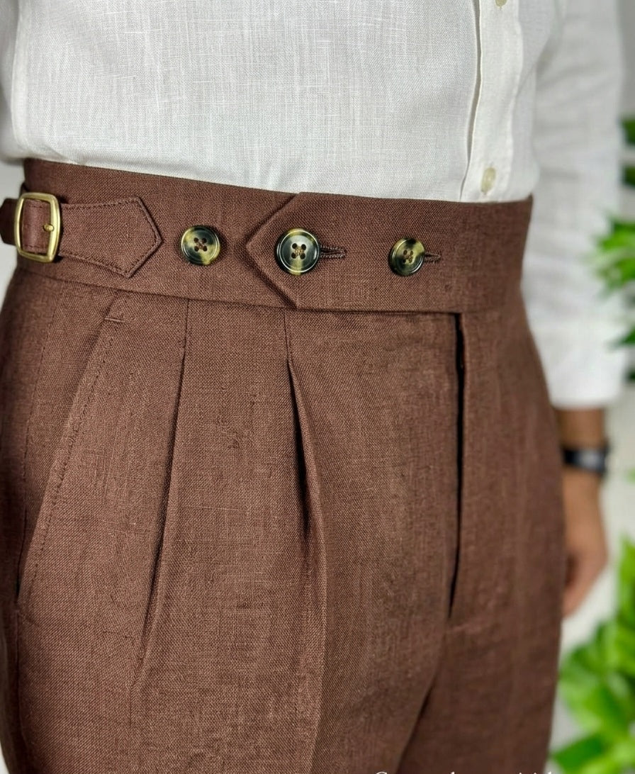 Coffe linen trouser