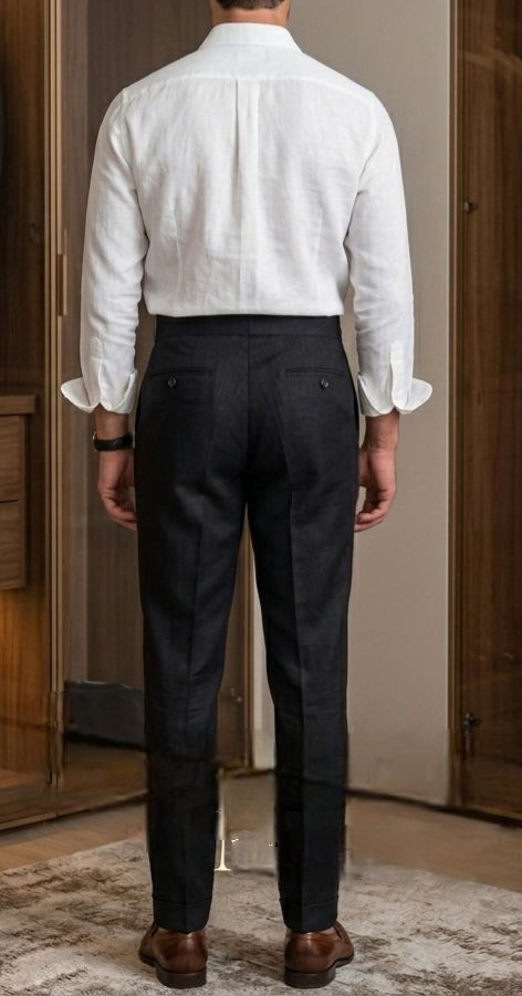 Black Singel Button High-Waist Formal Trouser