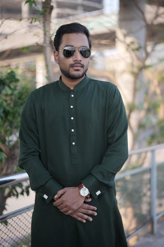 Bottol Green Kufflung kurta