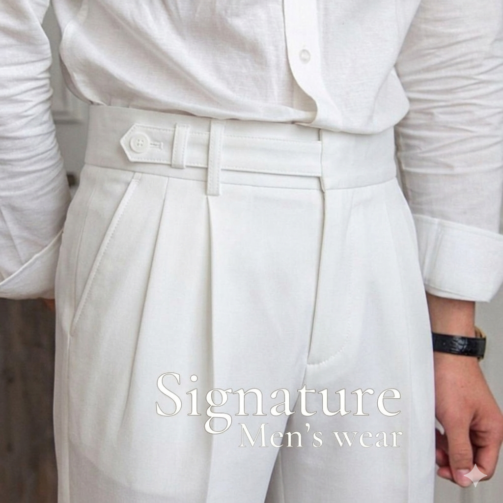 White Singel Button High waist Formal Trouser