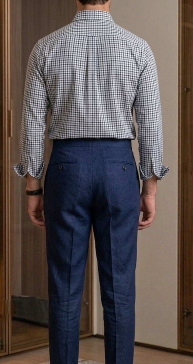 Blue Singel Button High Waist Formal Trouser