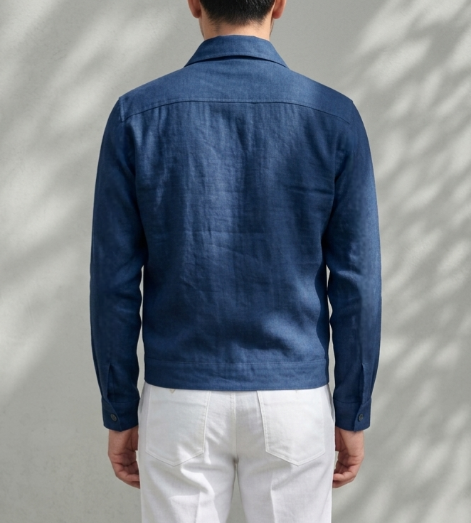 Deep blue linen 2 pocket shaket