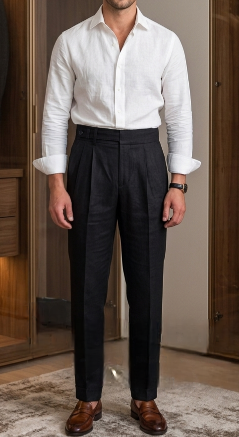 Black Singel Button High-Waist Formal Trouser