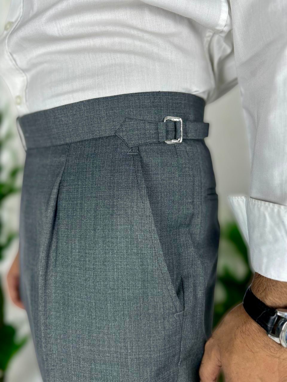 Charcoal Singel Button High waist Trouser