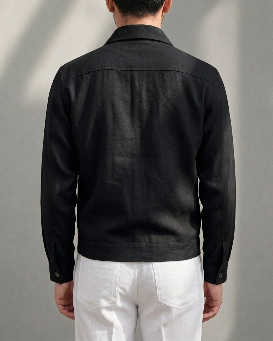 Black colour linen 2 pocket shaket