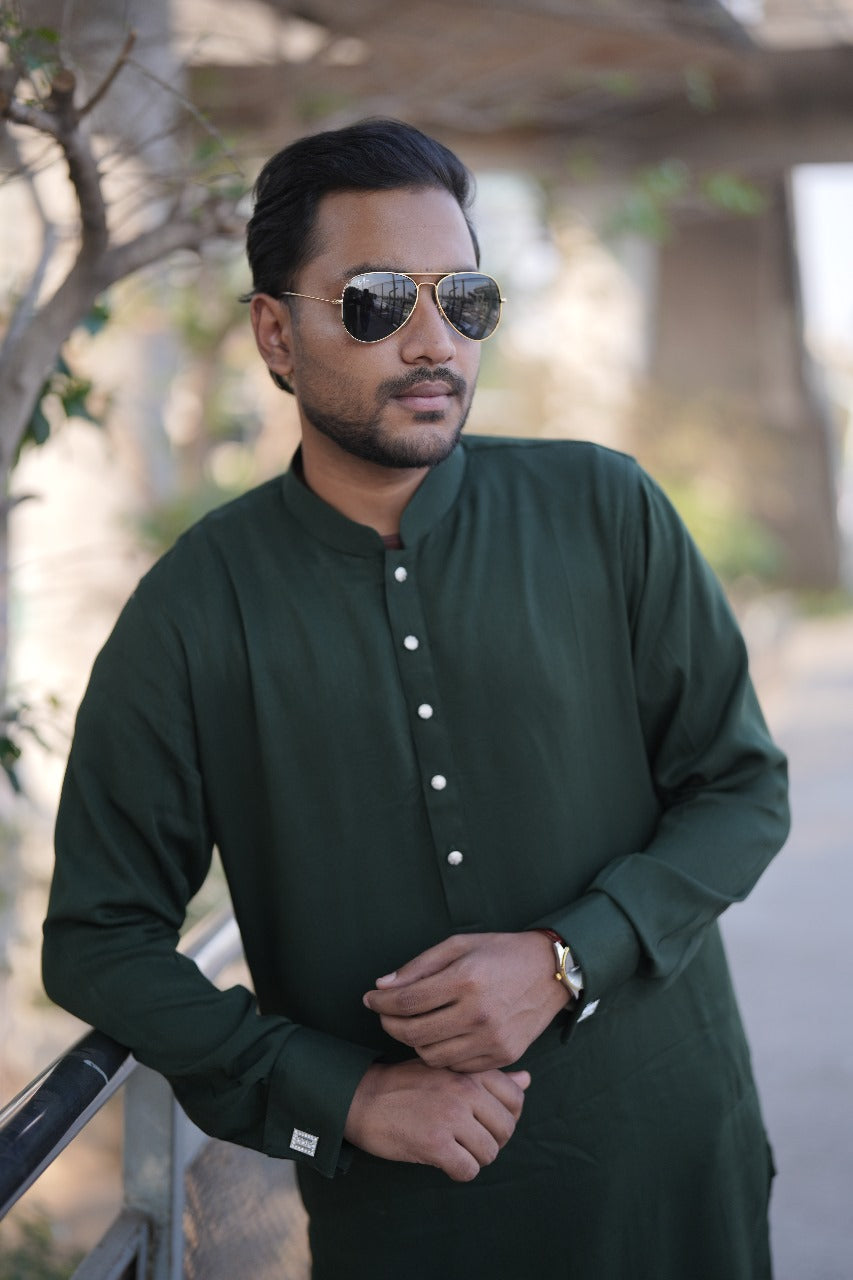 Bottol Green Kufflung kurta