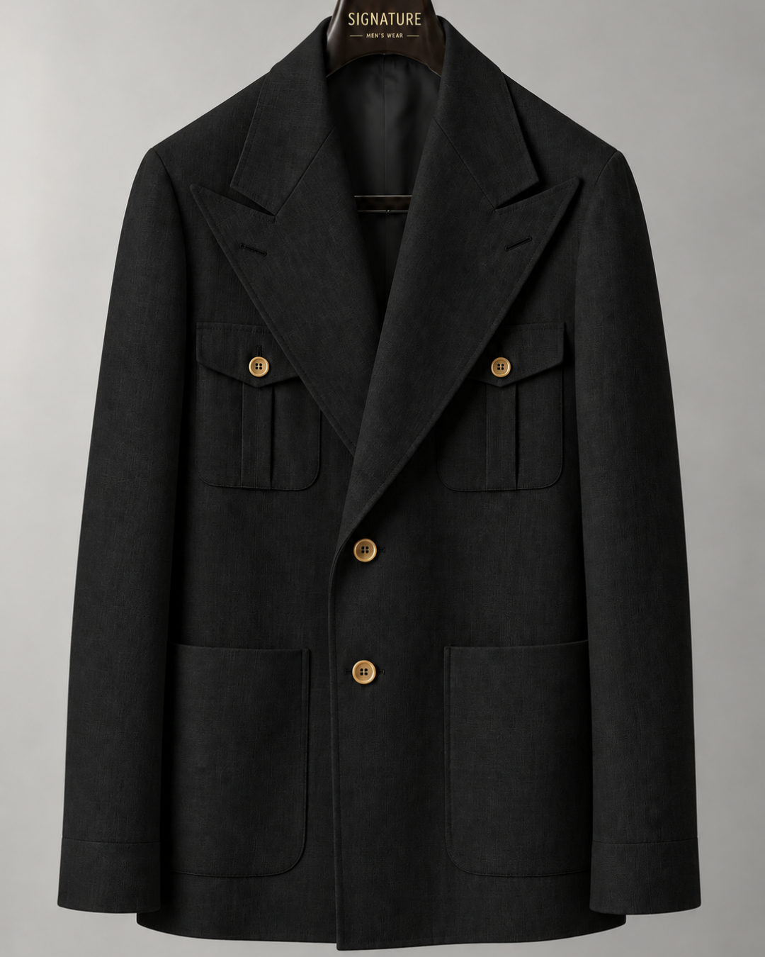 Signature Premium Dubble-Breasted Safari black Blazer
