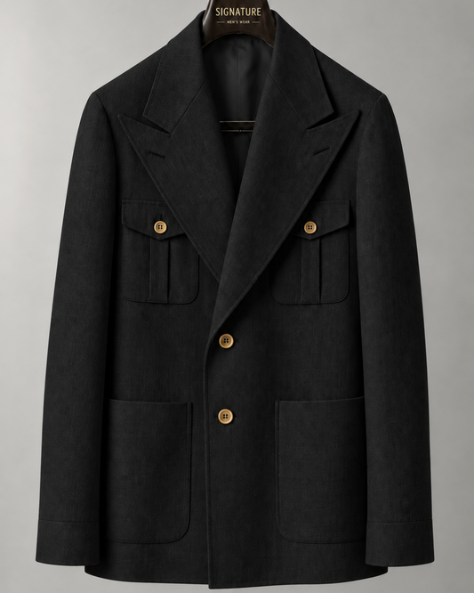 Signature Premium Dubble-Breasted Safari black Blazer