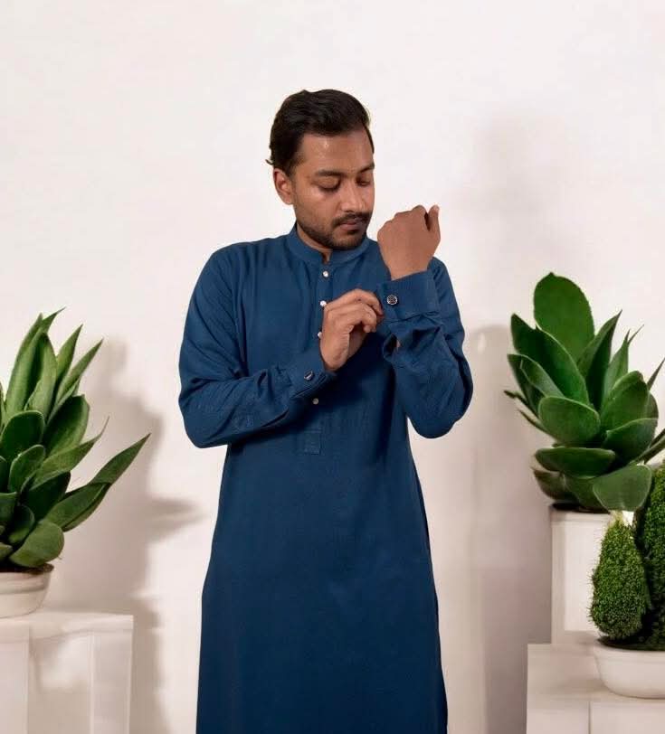 Steel Blue Kuffling Kurta