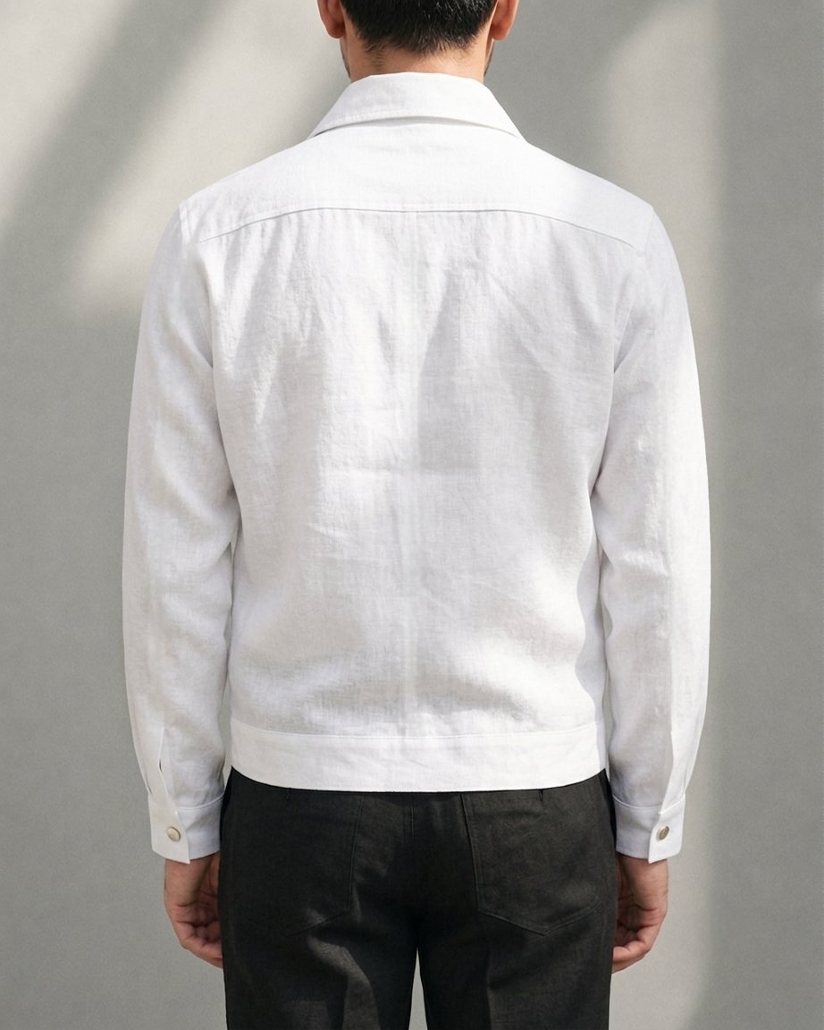 White colour linen 2 pocket shaket