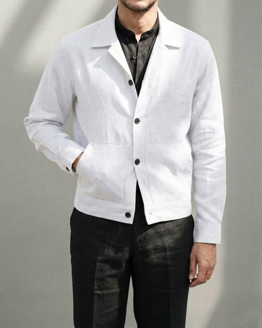 White colour linen 2 pocket shaket